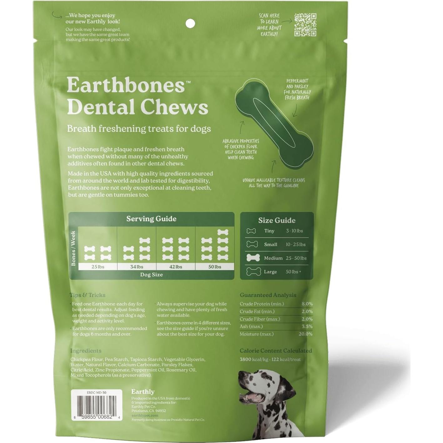 Masticables Dentales Earthbones para Perros 30 Huesos 9-23kg