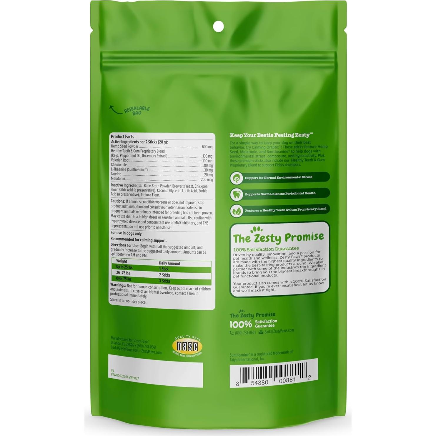 Palitos Dentales Calmantes para Perros Zesty Paws 340g