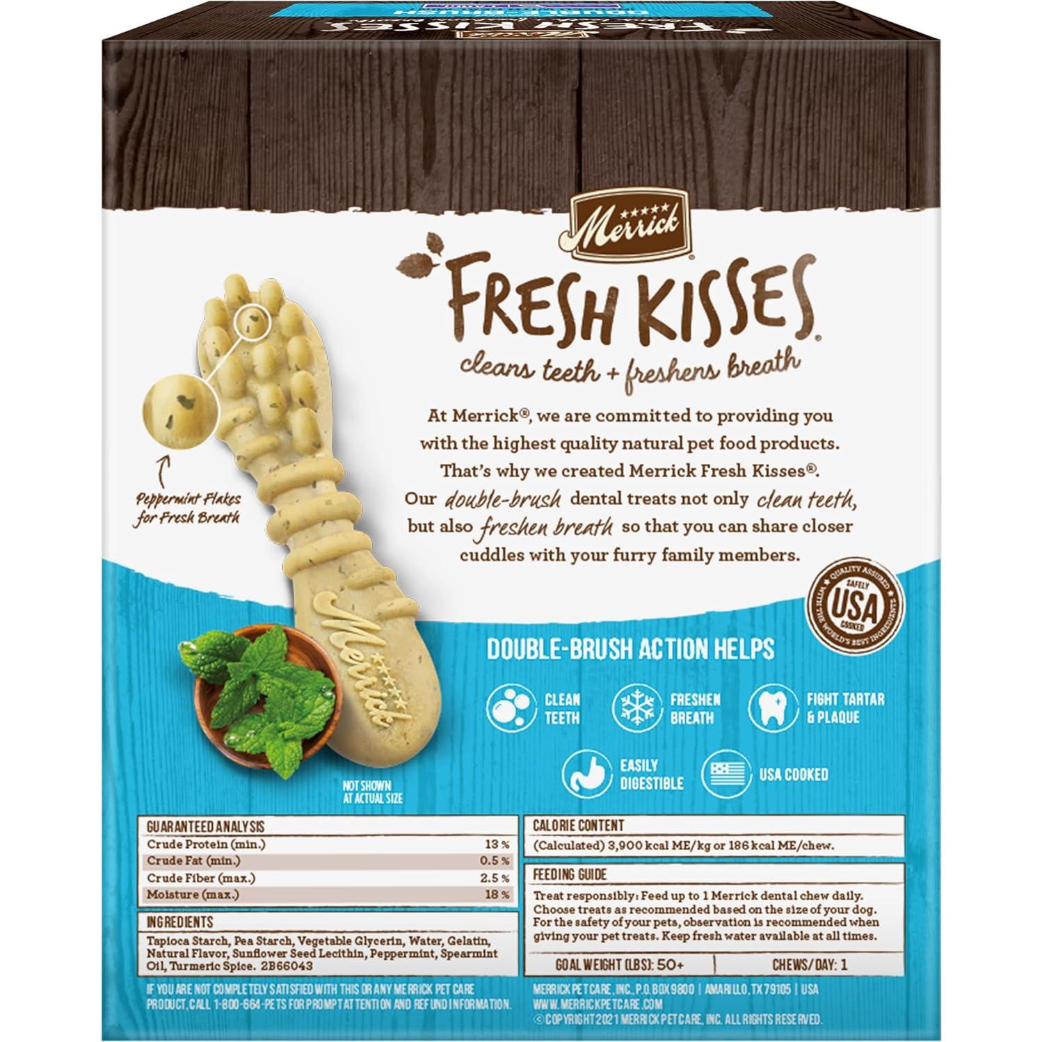 Masticables Dentales Merrick Fresh Kisses para Perros Grandes - 16 Unidades