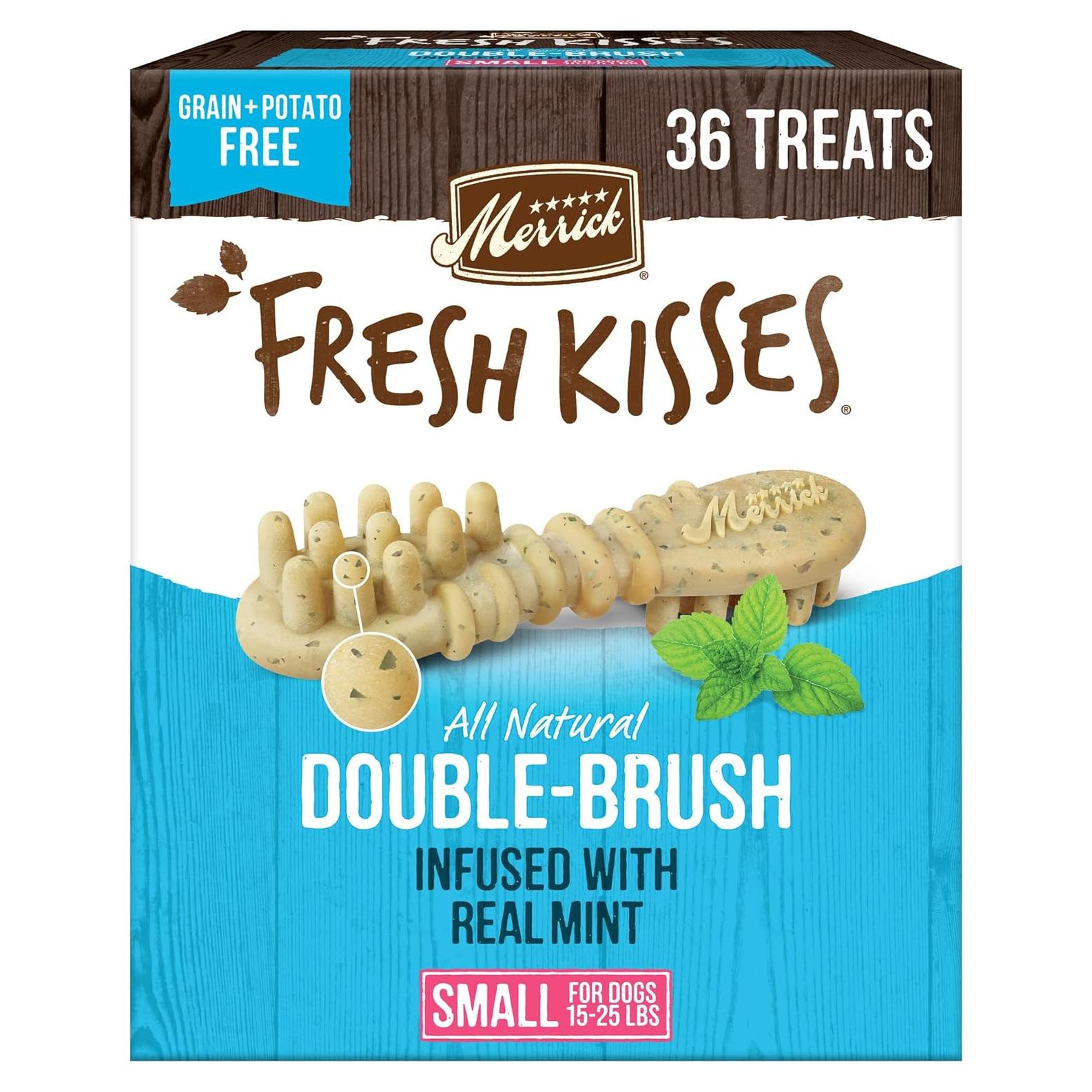 Masticables Dentales Merrick Fresh Kisses para Perros Pequeños 6.8-11.3 Kg - Caja de 36