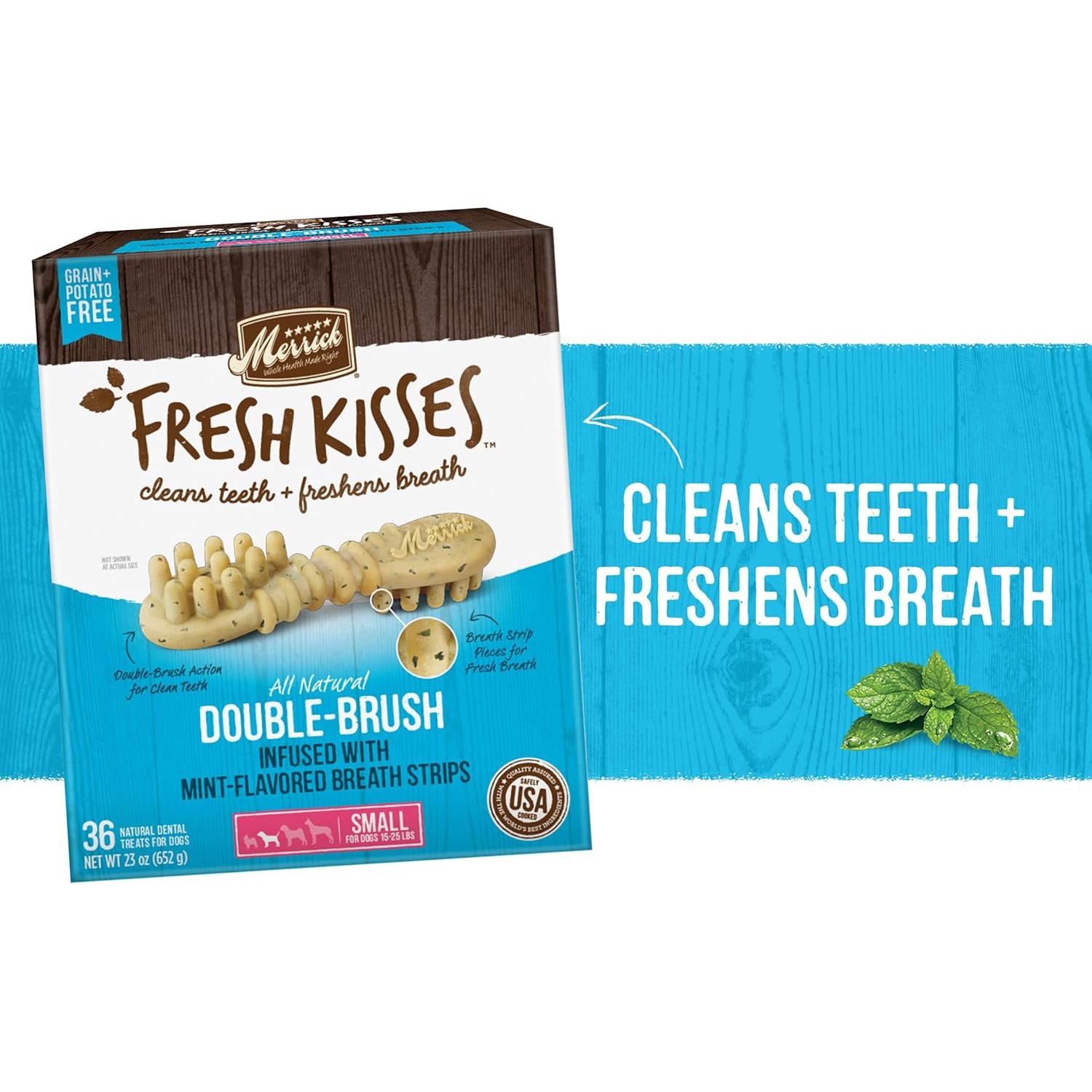 Masticables Dentales Merrick Fresh Kisses para Perros Pequeños 6.8-11.3 Kg - Caja de 36