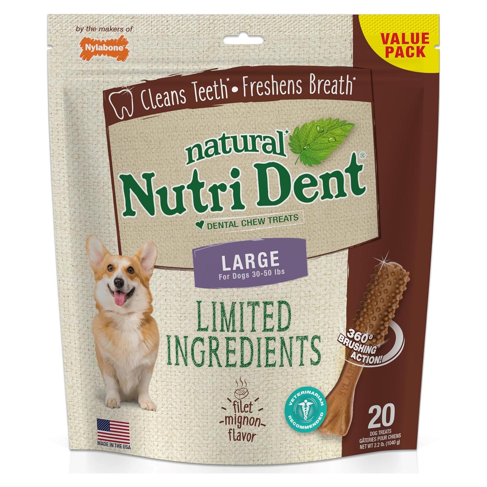 Golosinas Dentales para Perros Nylabone Nutri Dent Filet Mignon 20 Unidades