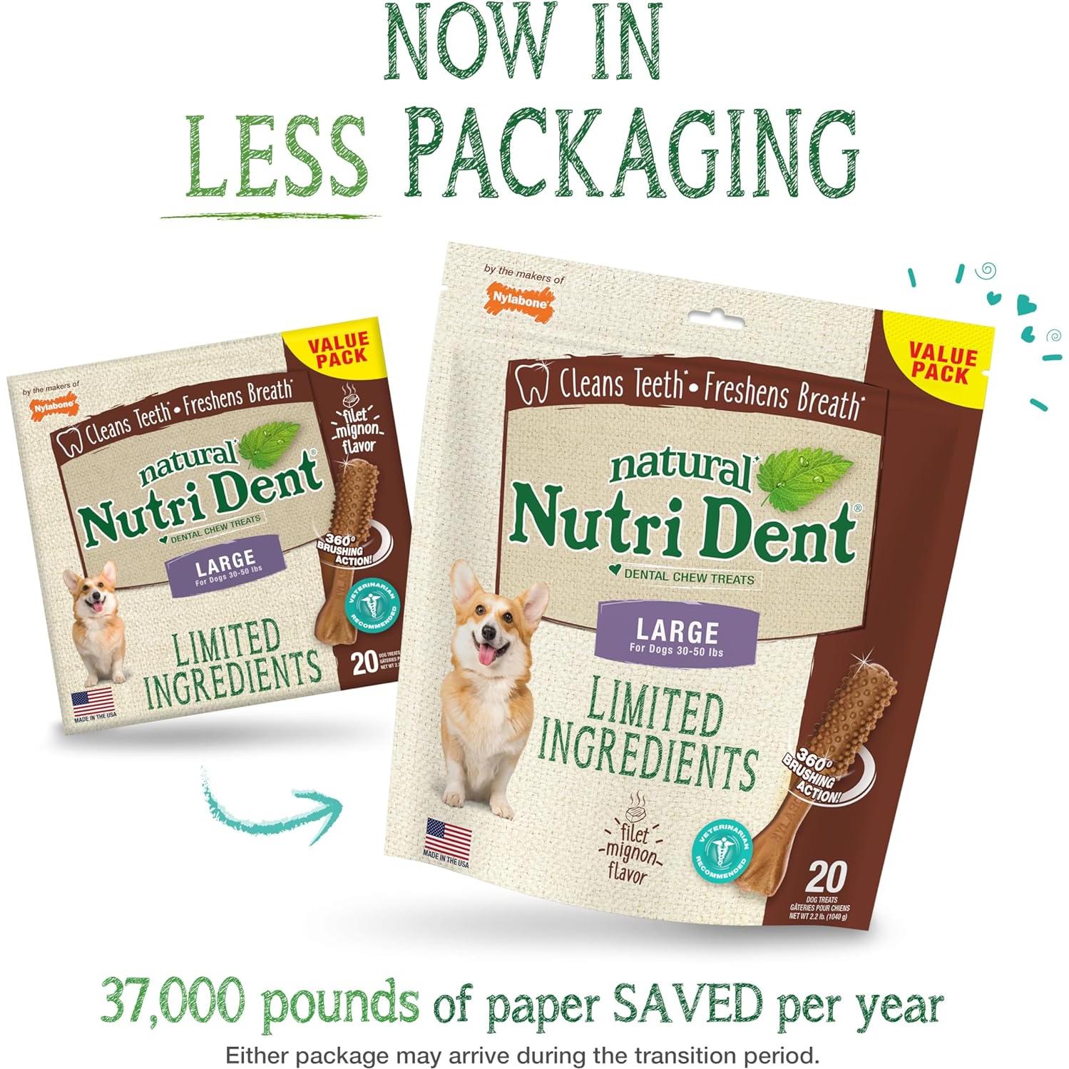 Golosinas Dentales para Perros Nylabone Nutri Dent Filet Mignon 20 Unidades