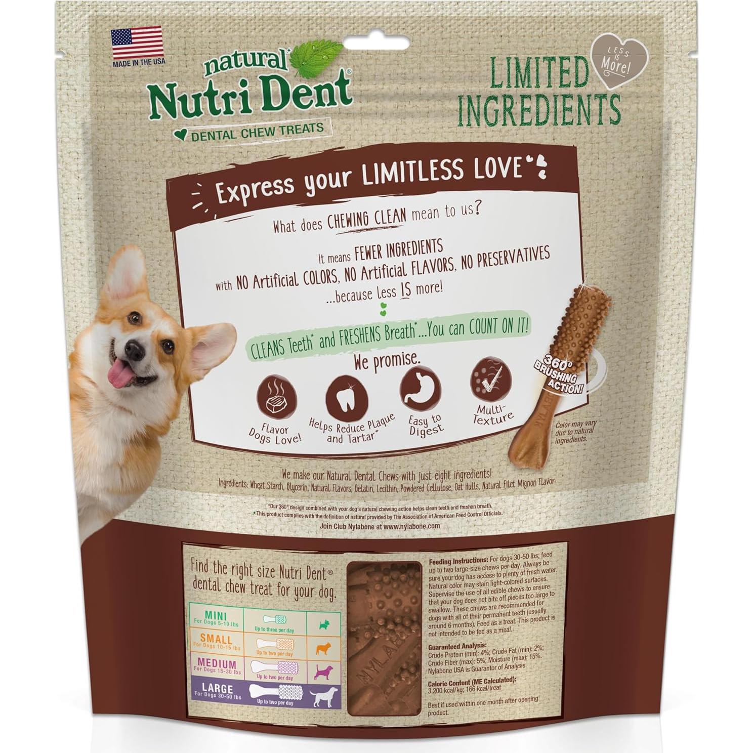 Golosinas Dentales para Perros Nylabone Nutri Dent Filet Mignon 20 Unidades