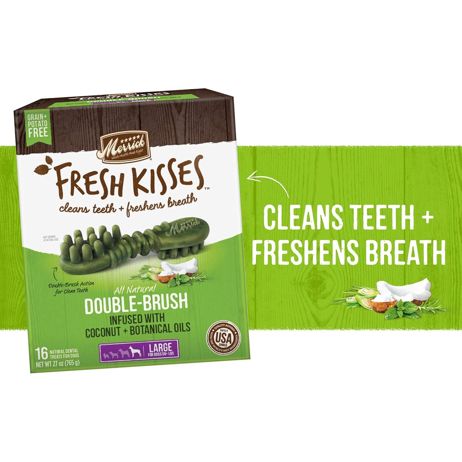Masticables Dentales Merrick Fresh Kisses Para Perros Grandes 22.68 Kg - Caja 16 Unidades