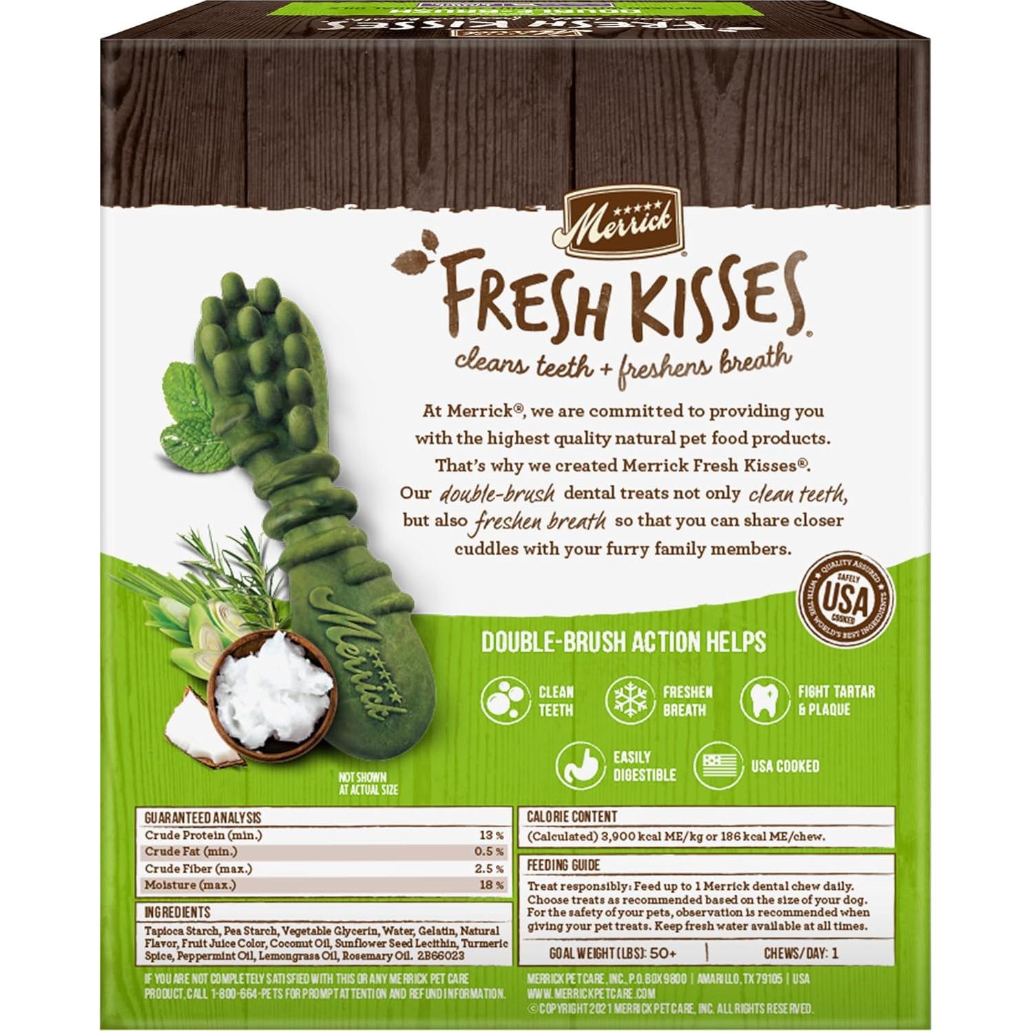 Masticables Dentales Merrick Fresh Kisses Para Perros Grandes 22.68 Kg - Caja 16 Unidades