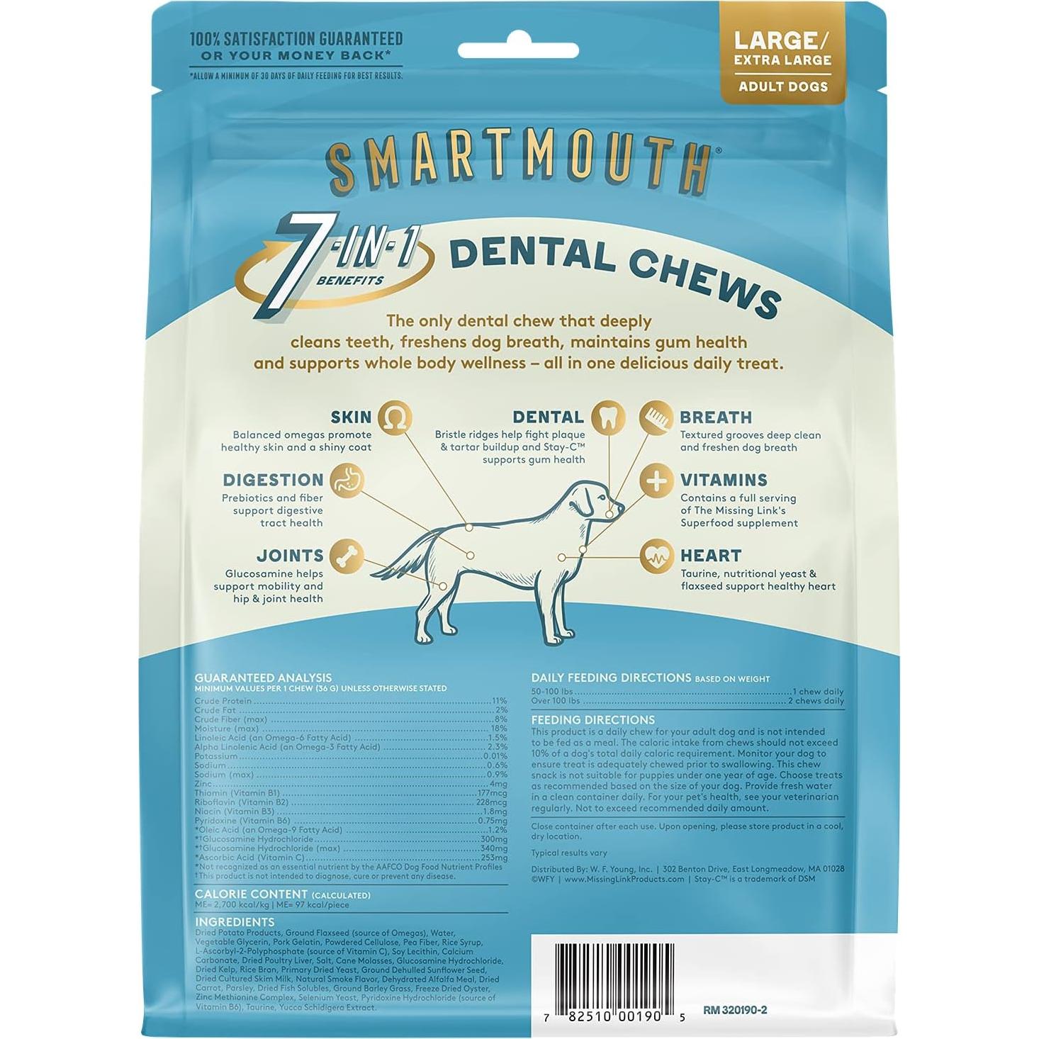 Chews Dentales Smartmouth The Missing Link 28 Ct Perros Grandes