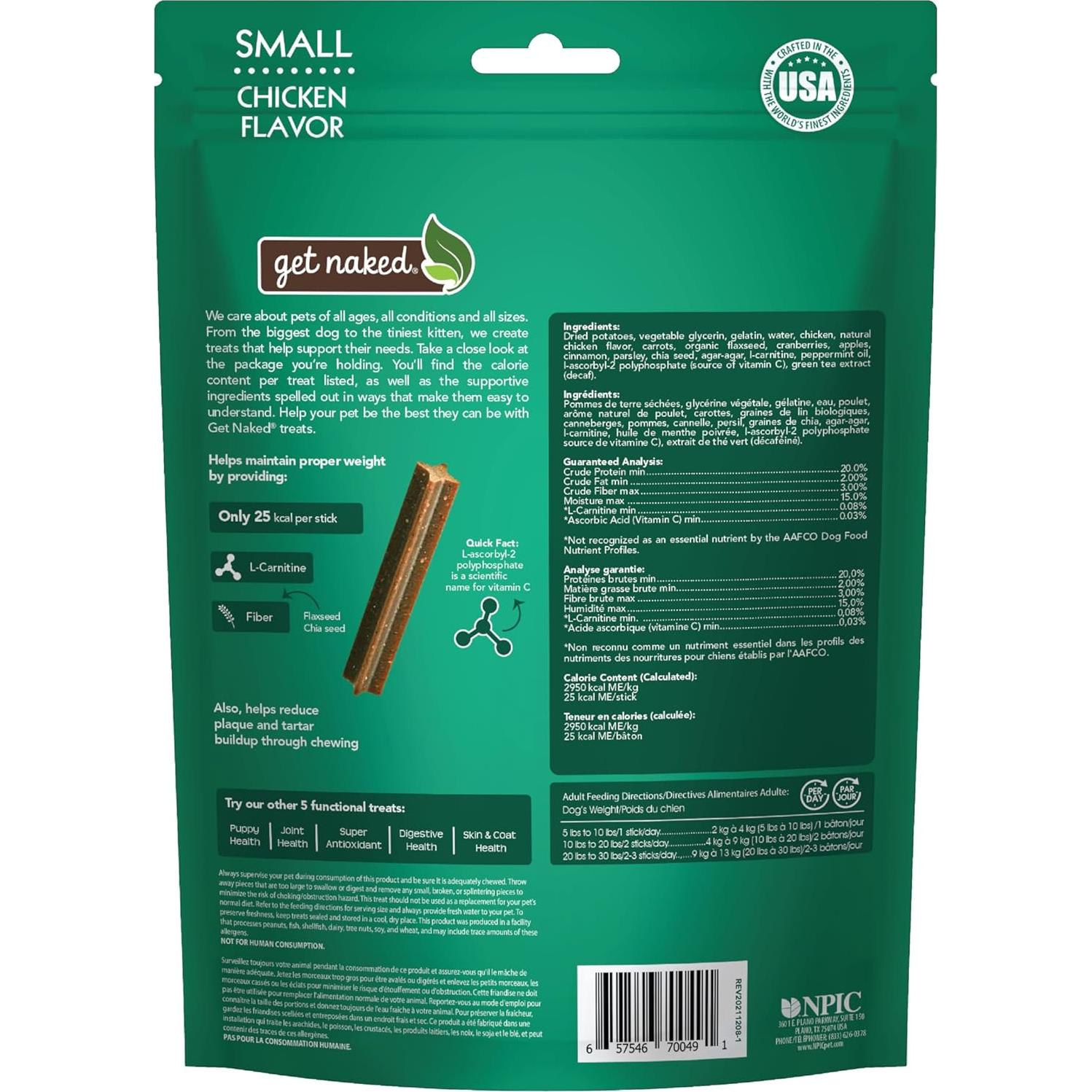 Palitos Masticables Dentales Get Naked 176.4g Control de Peso