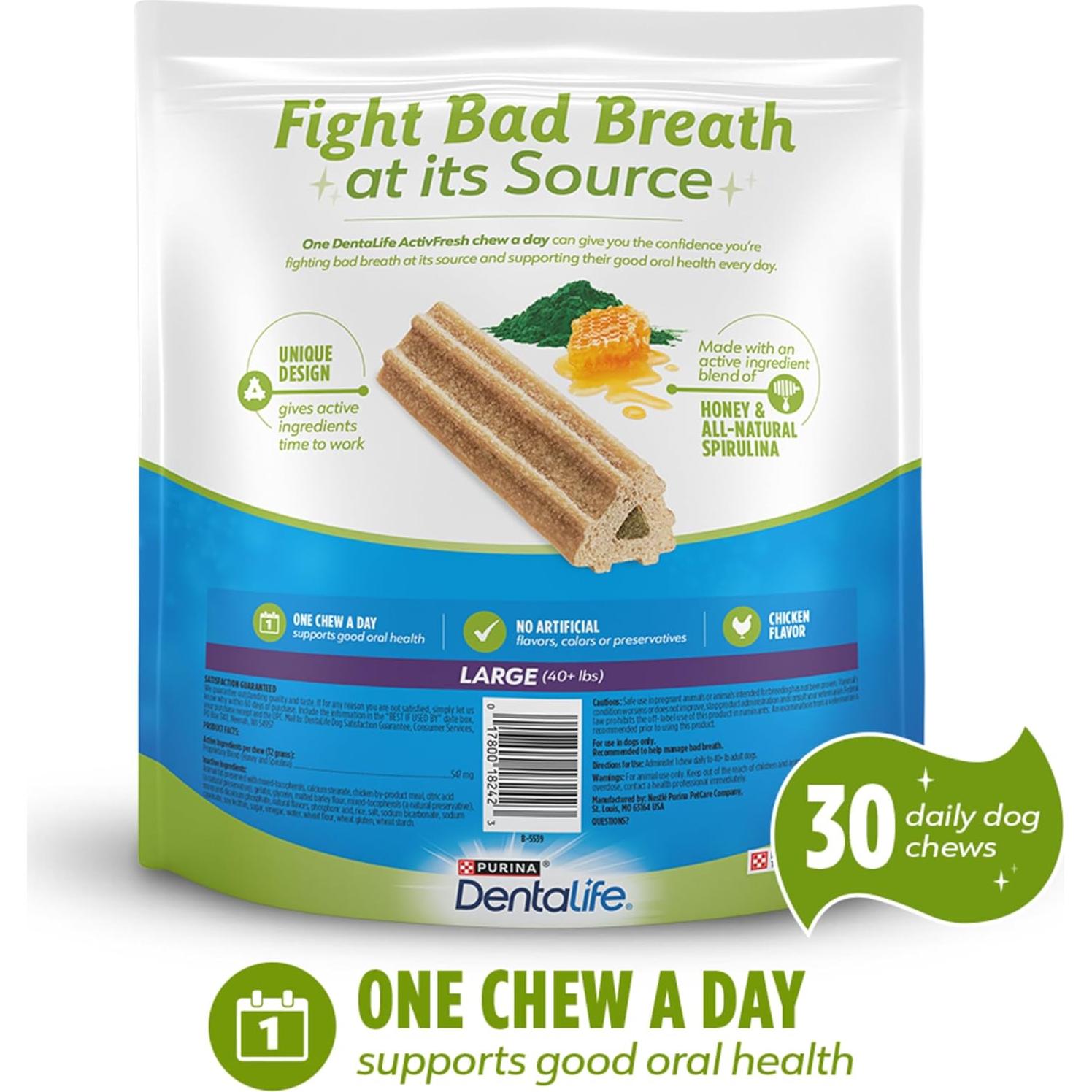 Masticables Dentales DentaLife ActivFresh para Perros Grandes 2x992g