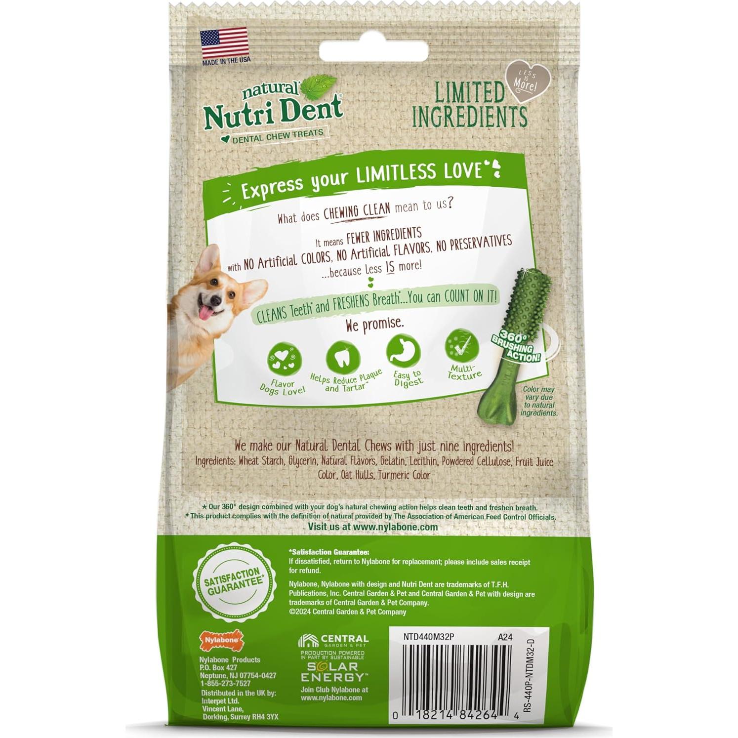 Masticables Dentales Nutri Dent para Perros Sabor Menta Fresca - 5.6 oz