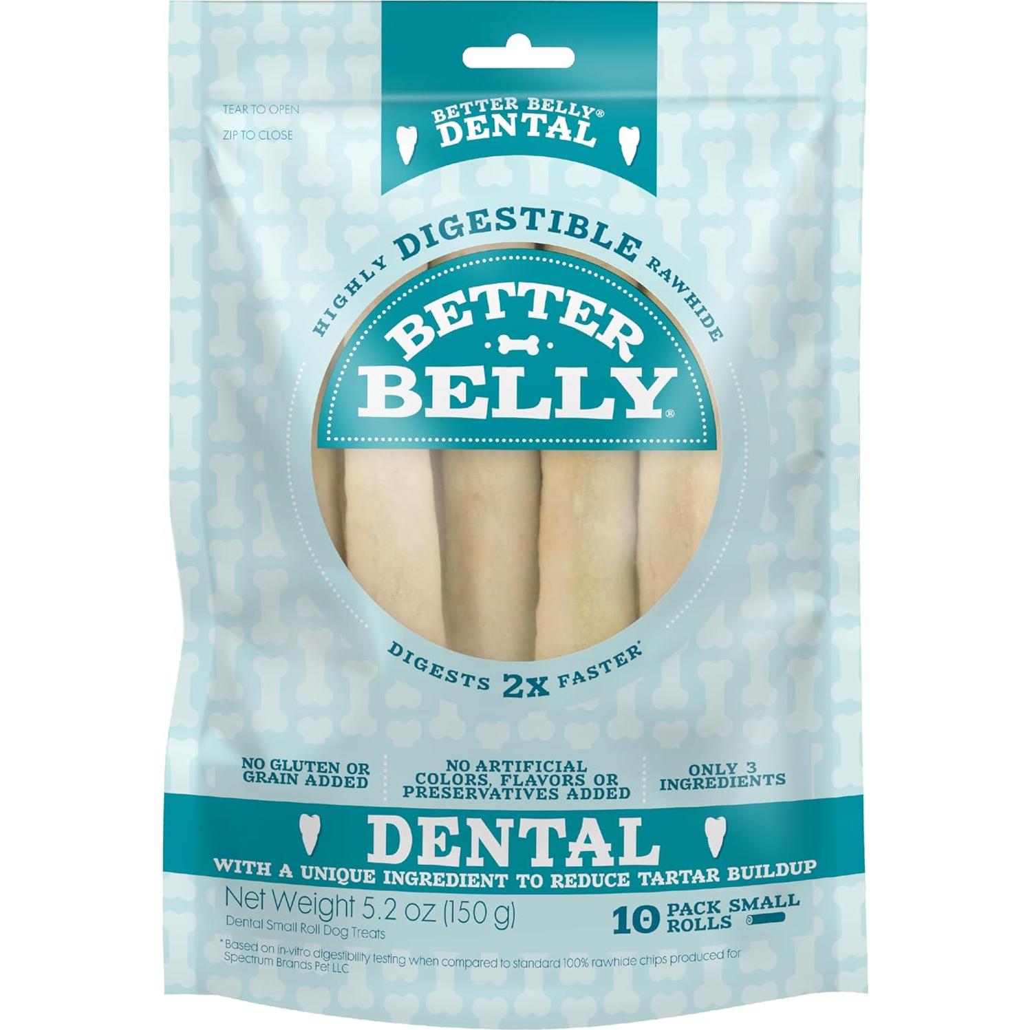 Masticables Dentales para Perros Mejor Barriga 10 Unidades 8.9-10.2 cm