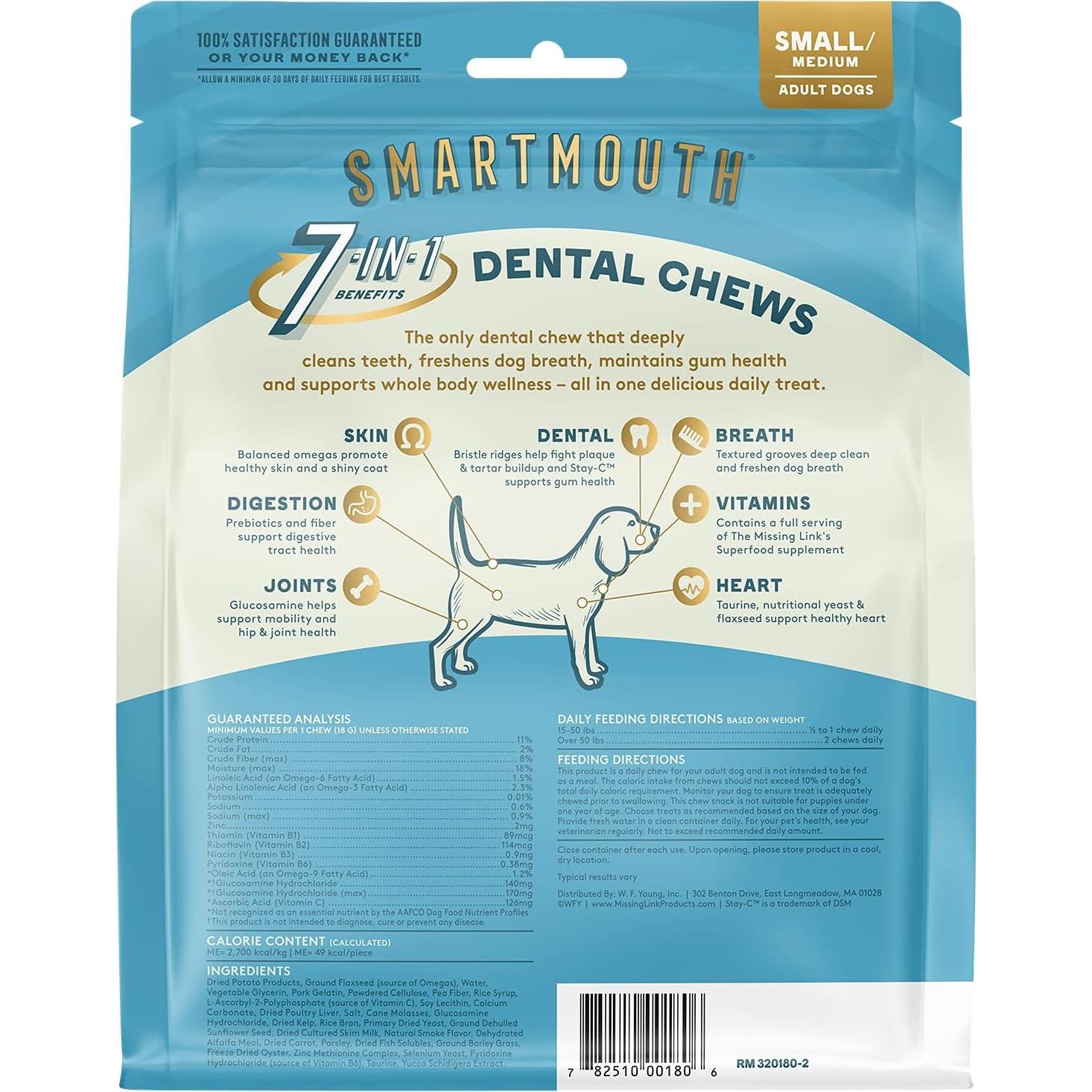 Masticables Dentales Smartmouth 28 Ct para Perros 7-en-1