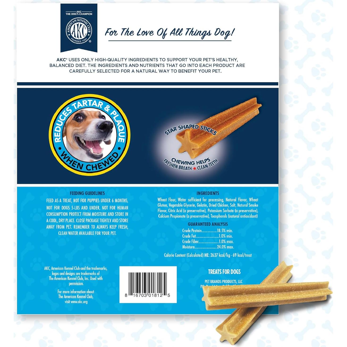 Galletas Dentales para Perros Grandes AKC Sabor Ahumado 15 Unidades