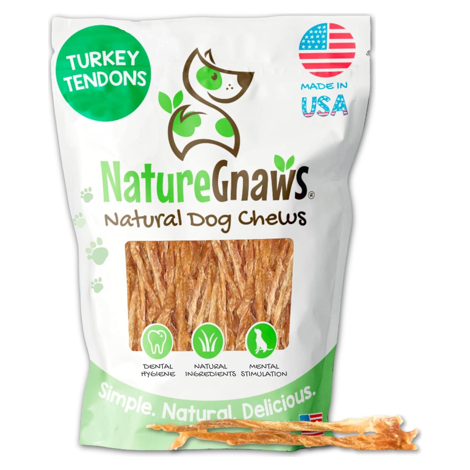 Tendones de Pavo USA Nature Gnaws 113.4g - Snack Natural para Perros