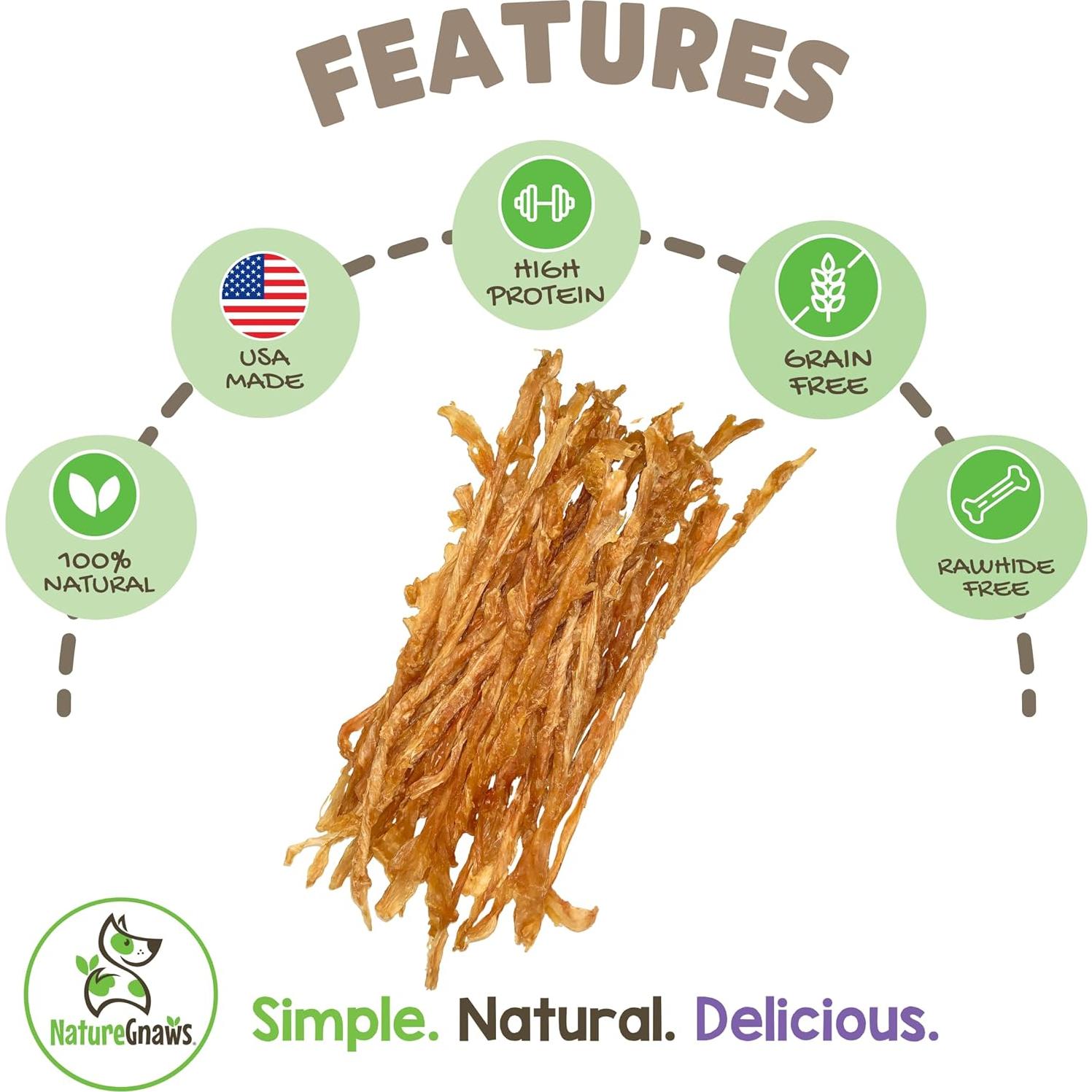 Tendones de Pavo USA Nature Gnaws 113.4g - Snack Natural para Perros