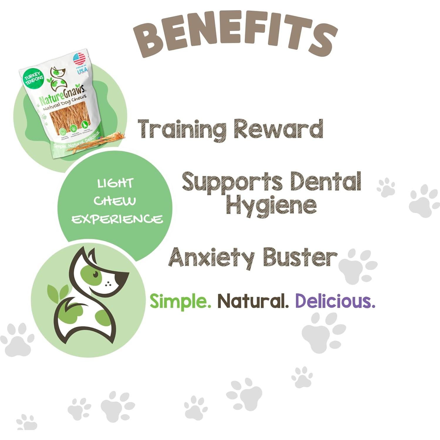 Tendones de Pavo USA Nature Gnaws 113.4g - Snack Natural para Perros