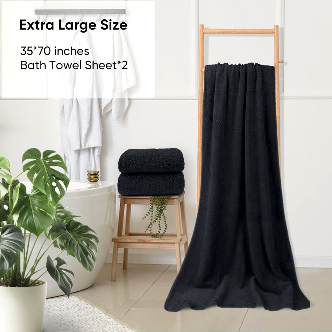 Toallas de Baño HOMEXCEL Ultra Suaves Paquete de 2 Negras 89x178cm