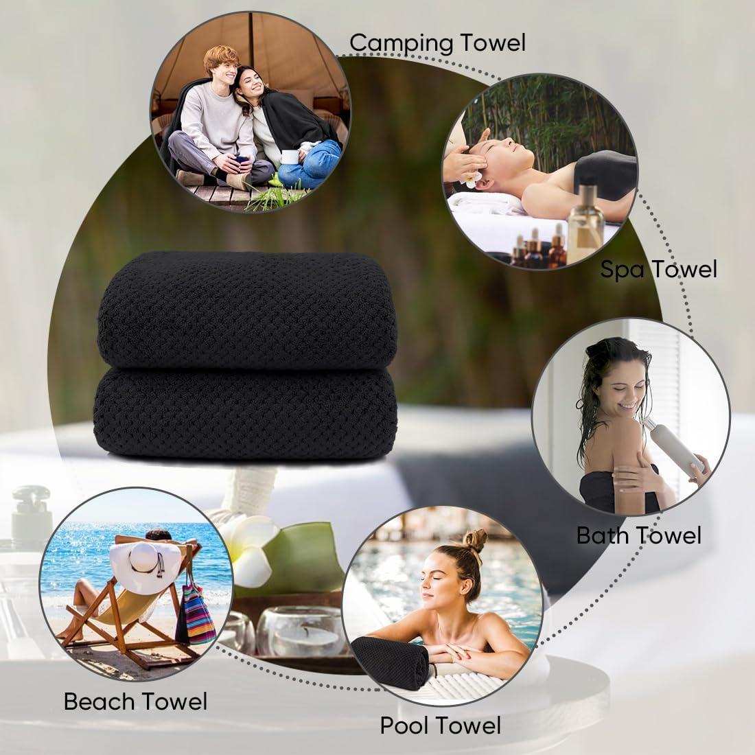 Toallas de Baño HOMEXCEL Ultra Suaves Paquete de 2 Negras 89x178cm