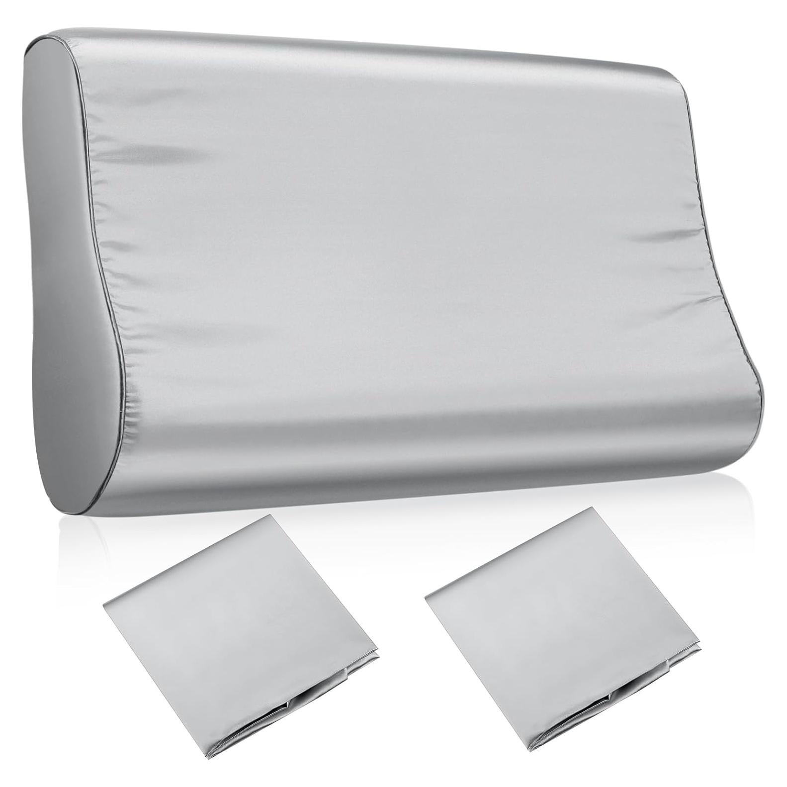 Funda de Almohada de Seda Imitación Breling 2 Pcs Gris Claro
