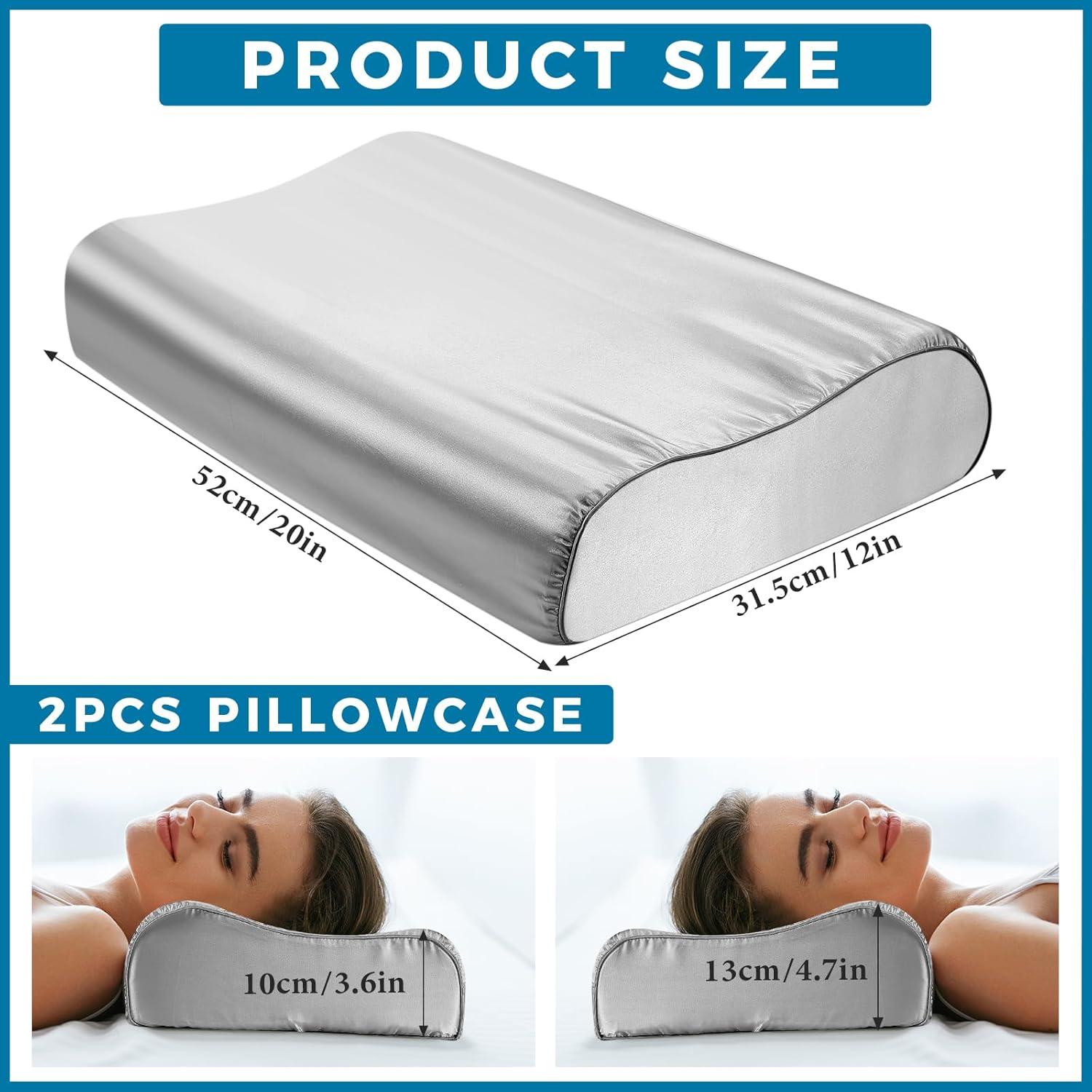 Funda de Almohada de Seda Imitación Breling 2 Pcs Gris Claro