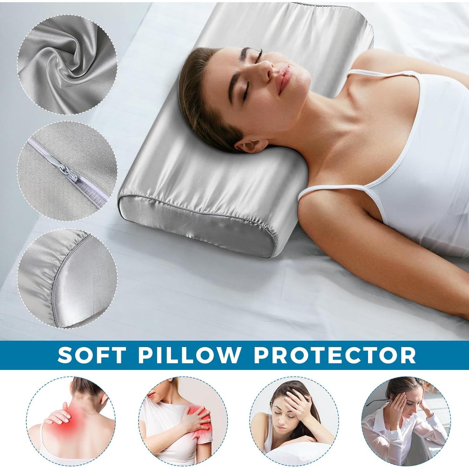 Funda de Almohada de Seda Imitación Breling 2 Pcs Gris Claro