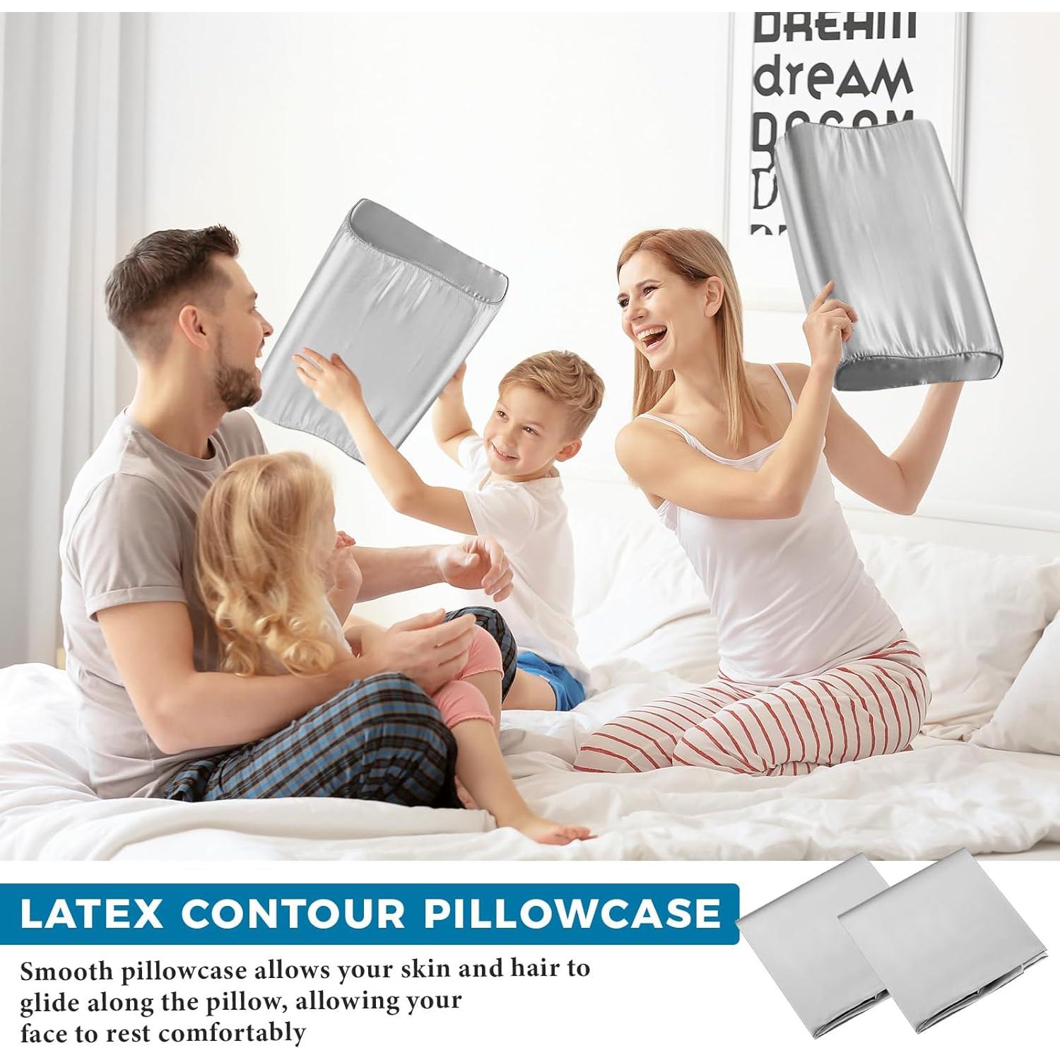 Funda de Almohada de Seda Imitación Breling 2 Pcs Gris Claro