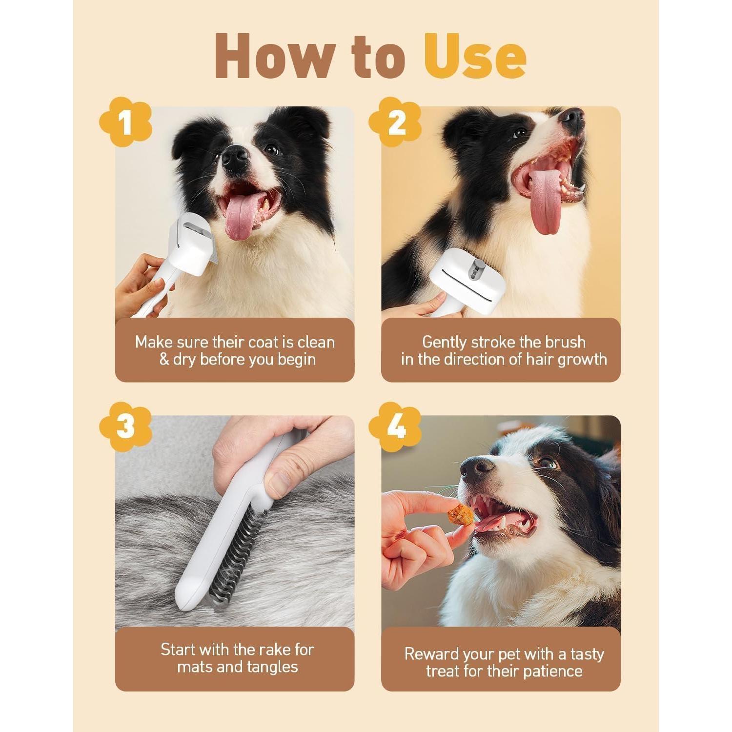 Cepillo 3 en 1 para Perros y Gatos Nasebila - Deshedding y Acicalamiento