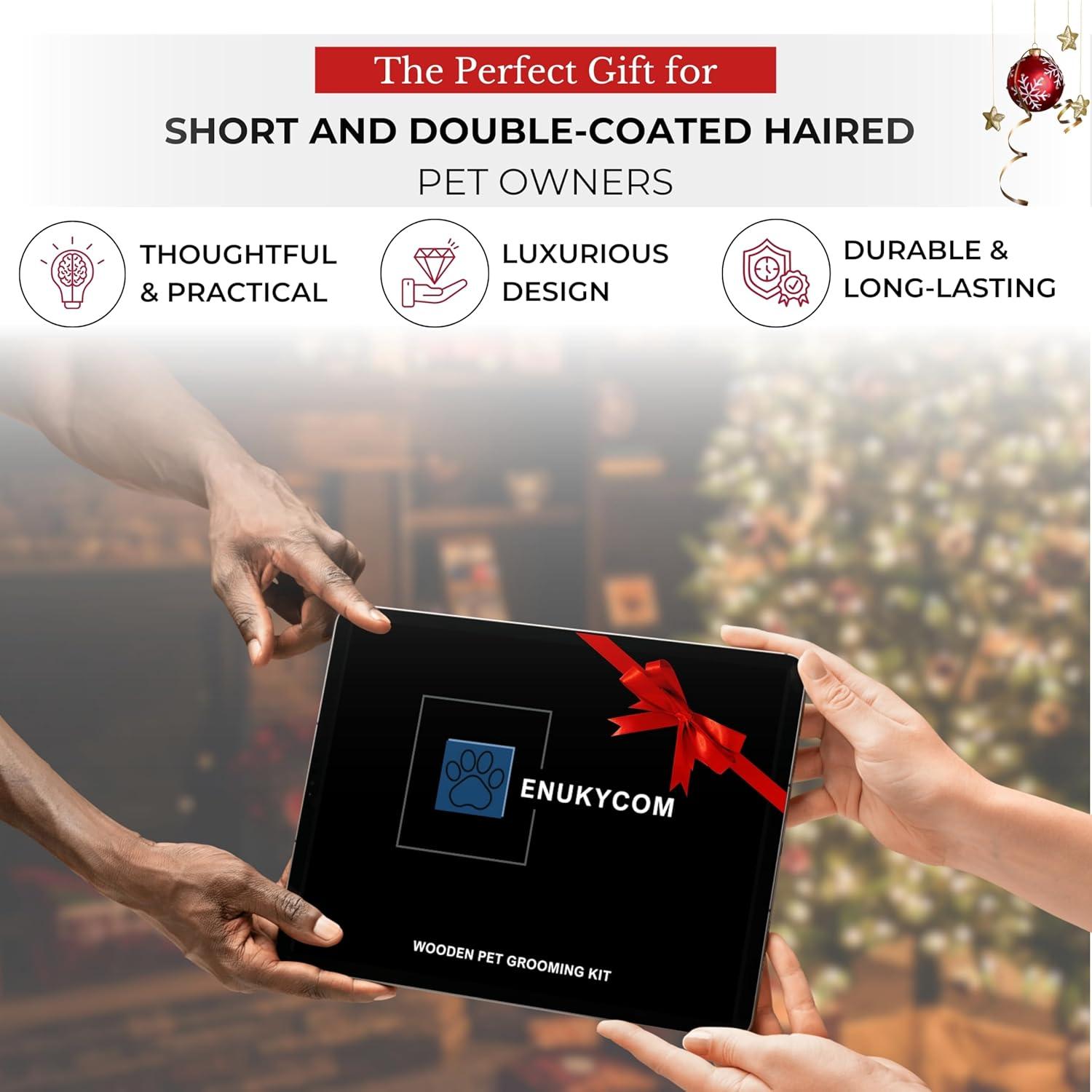 Kit de Aseo de Madera ENUKYCOM para Perros y Gatos Pelo Corto