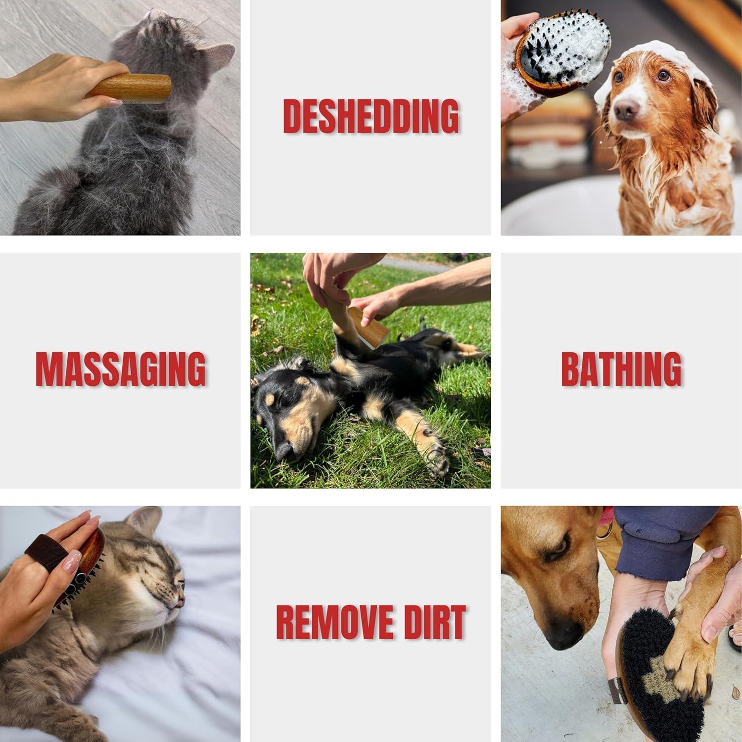 Kit de Aseo de Madera ENUKYCOM para Perros y Gatos Pelo Corto