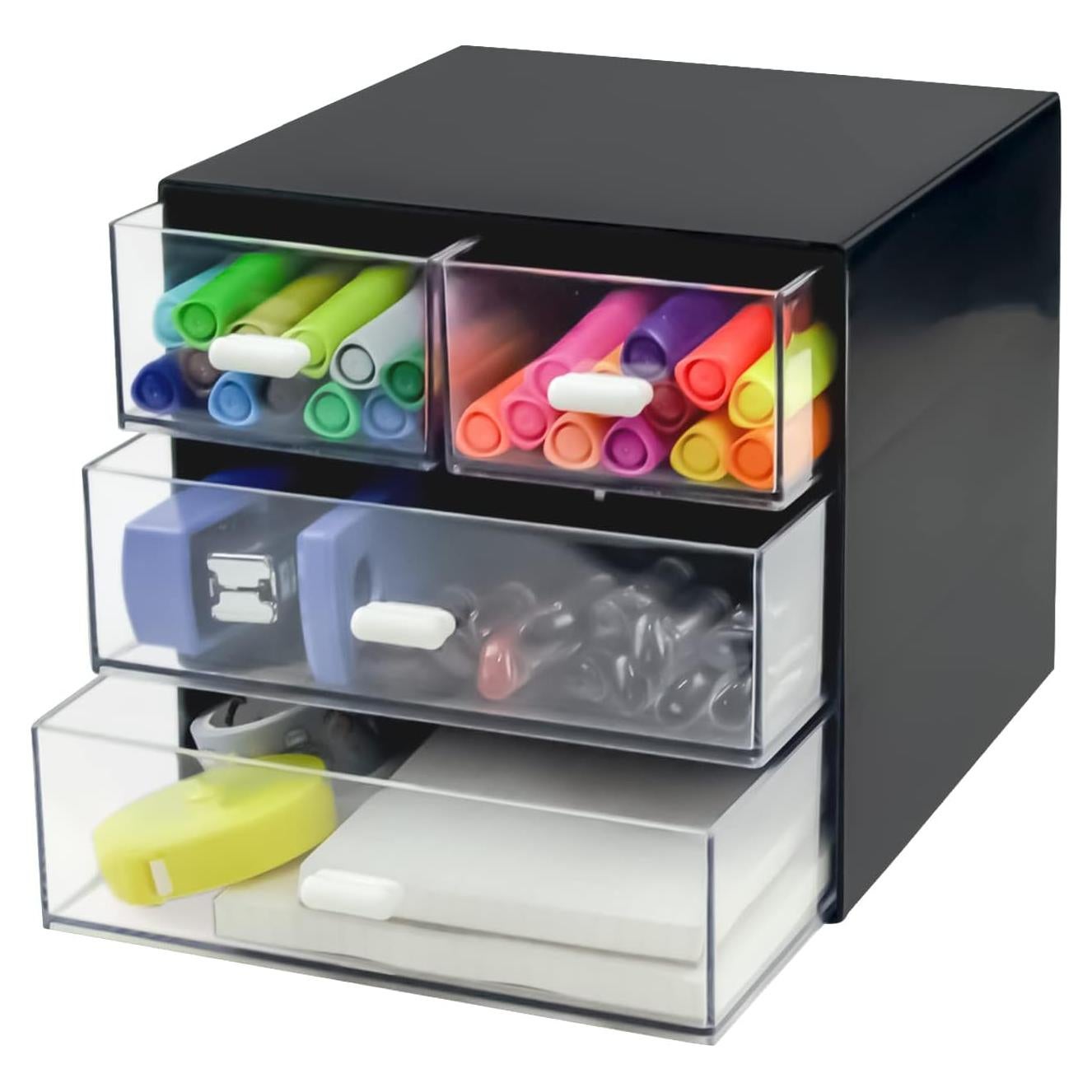 Organizador de Escritorio Zuiaso Negro 4 Cajones Plástico