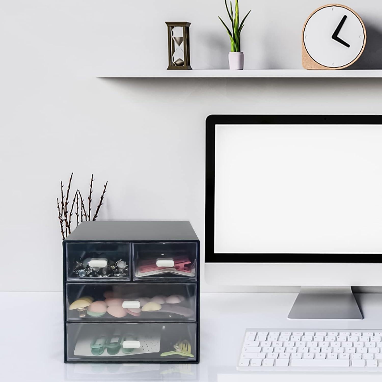 Organizador de Escritorio Zuiaso Negro 4 Cajones Plástico