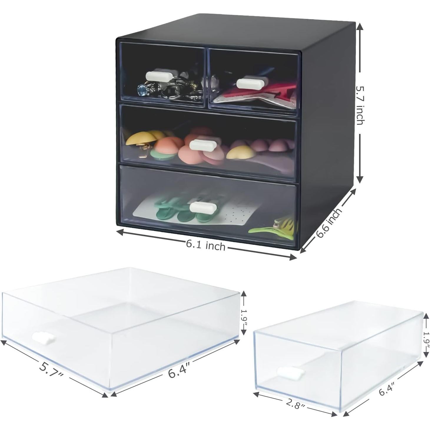 Organizador de Escritorio Zuiaso Negro 4 Cajones Plástico