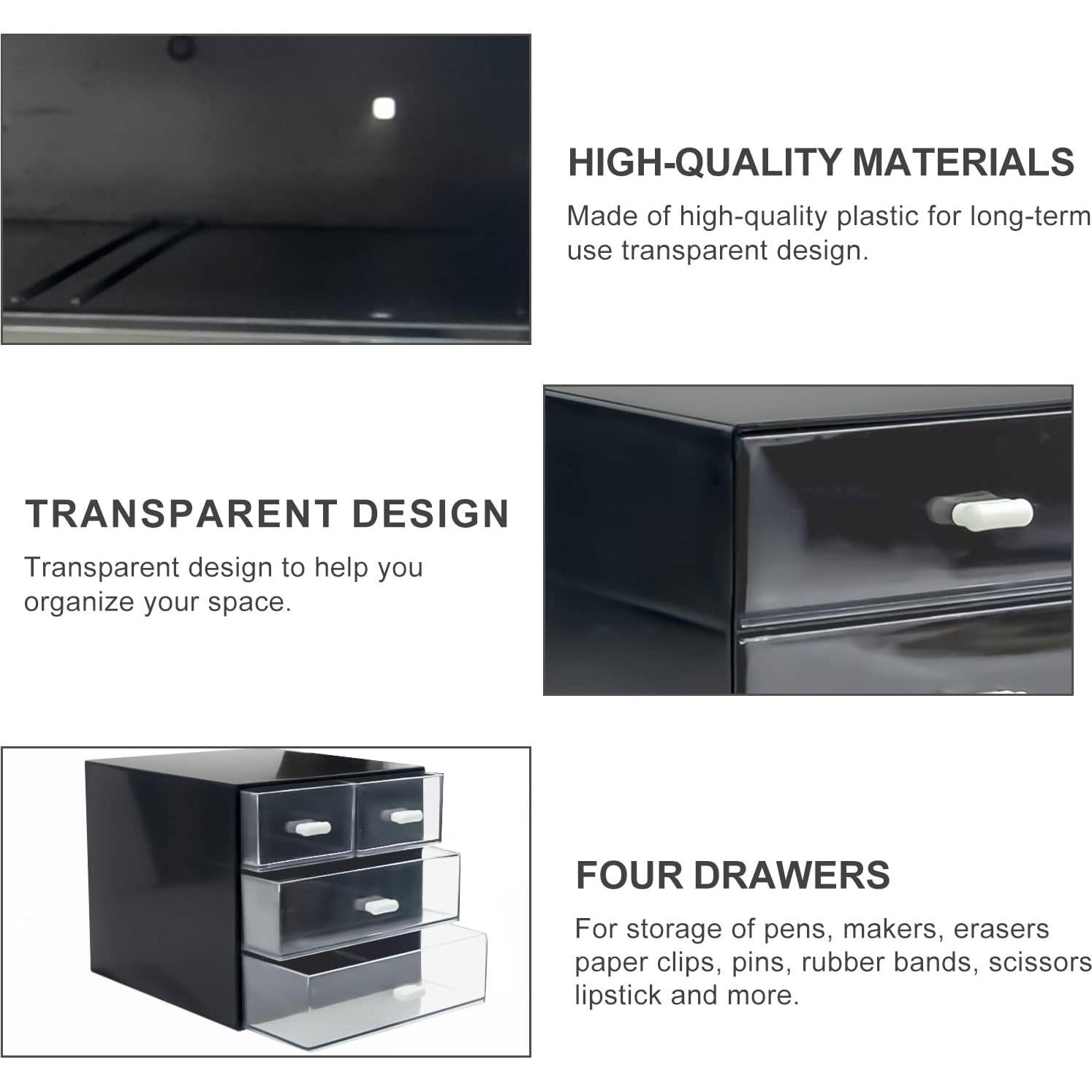 Organizador de Escritorio Zuiaso Negro 4 Cajones Plástico