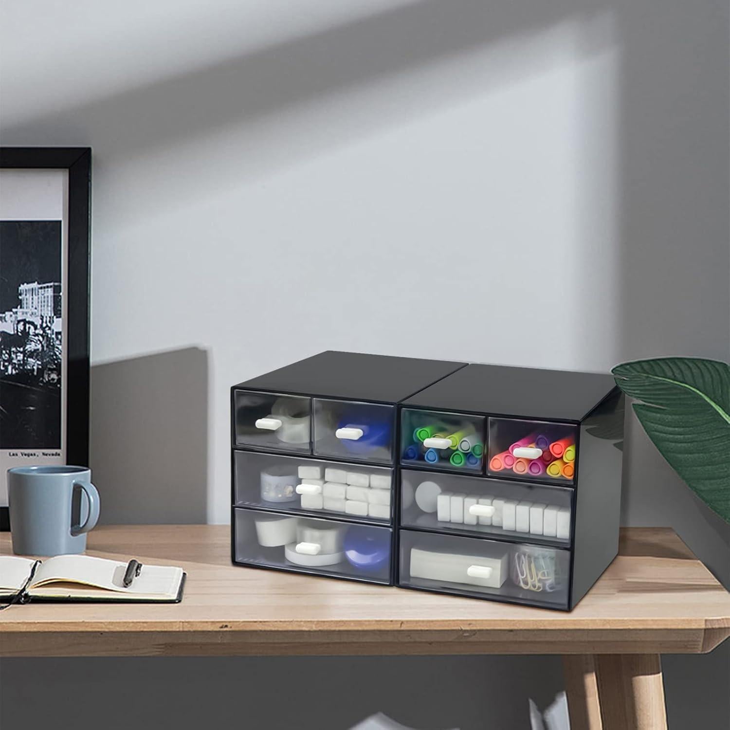 Organizador de Escritorio Zuiaso Negro 4 Cajones Plástico