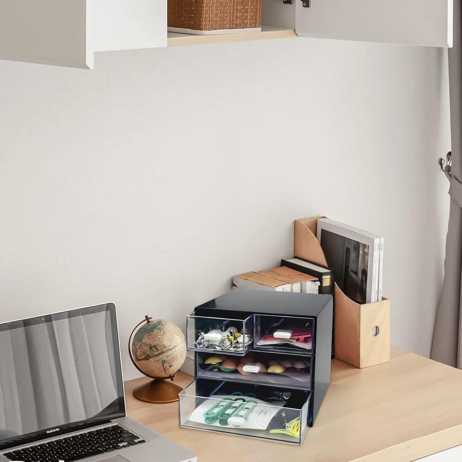 Organizador de Escritorio Zuiaso Negro 4 Cajones Plástico