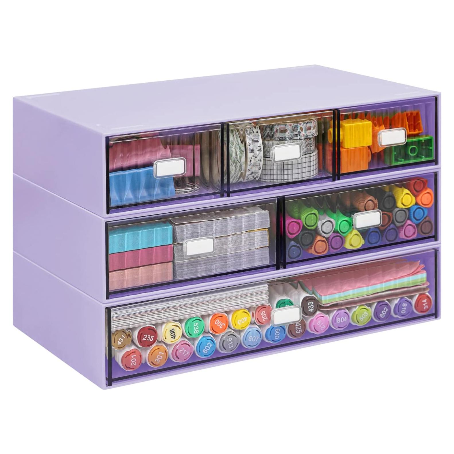 Organizador de Escritorio YOCOMEY 3 Niveles 6 Cajones Morado