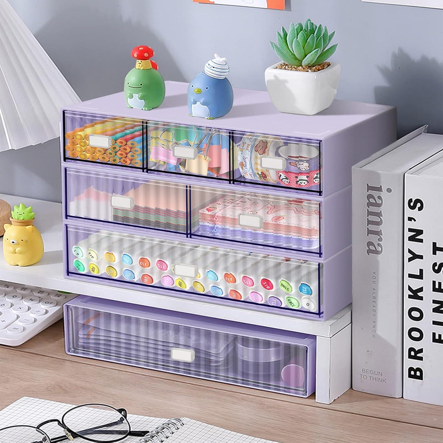 Organizador de Escritorio YOCOMEY 3 Niveles 6 Cajones Morado