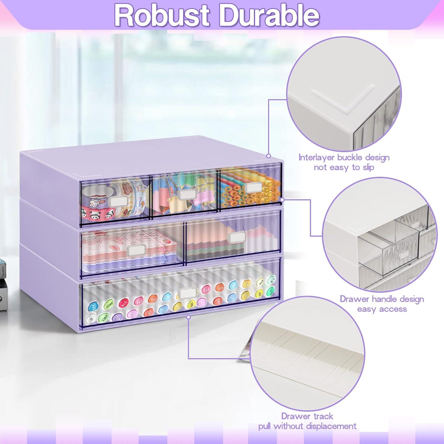 Organizador de Escritorio YOCOMEY 3 Niveles 6 Cajones Morado