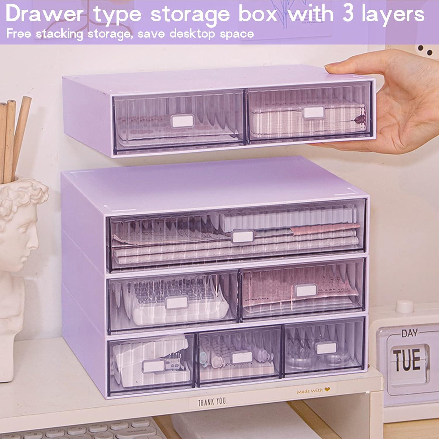 Organizador de Escritorio YOCOMEY 3 Niveles 6 Cajones Morado