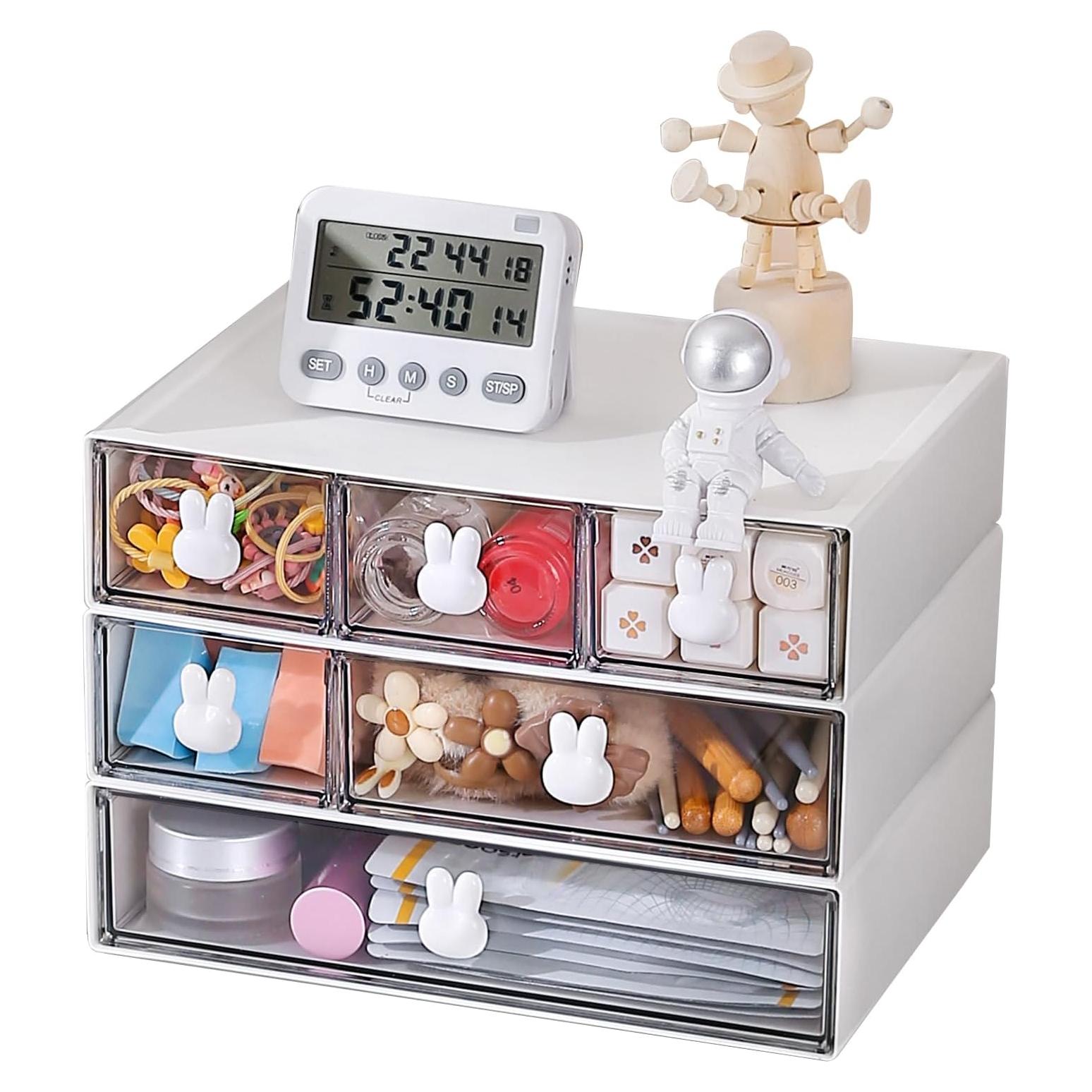 Organizador de Escritorio Jydesicr Blanco 6 Cajones Apilable