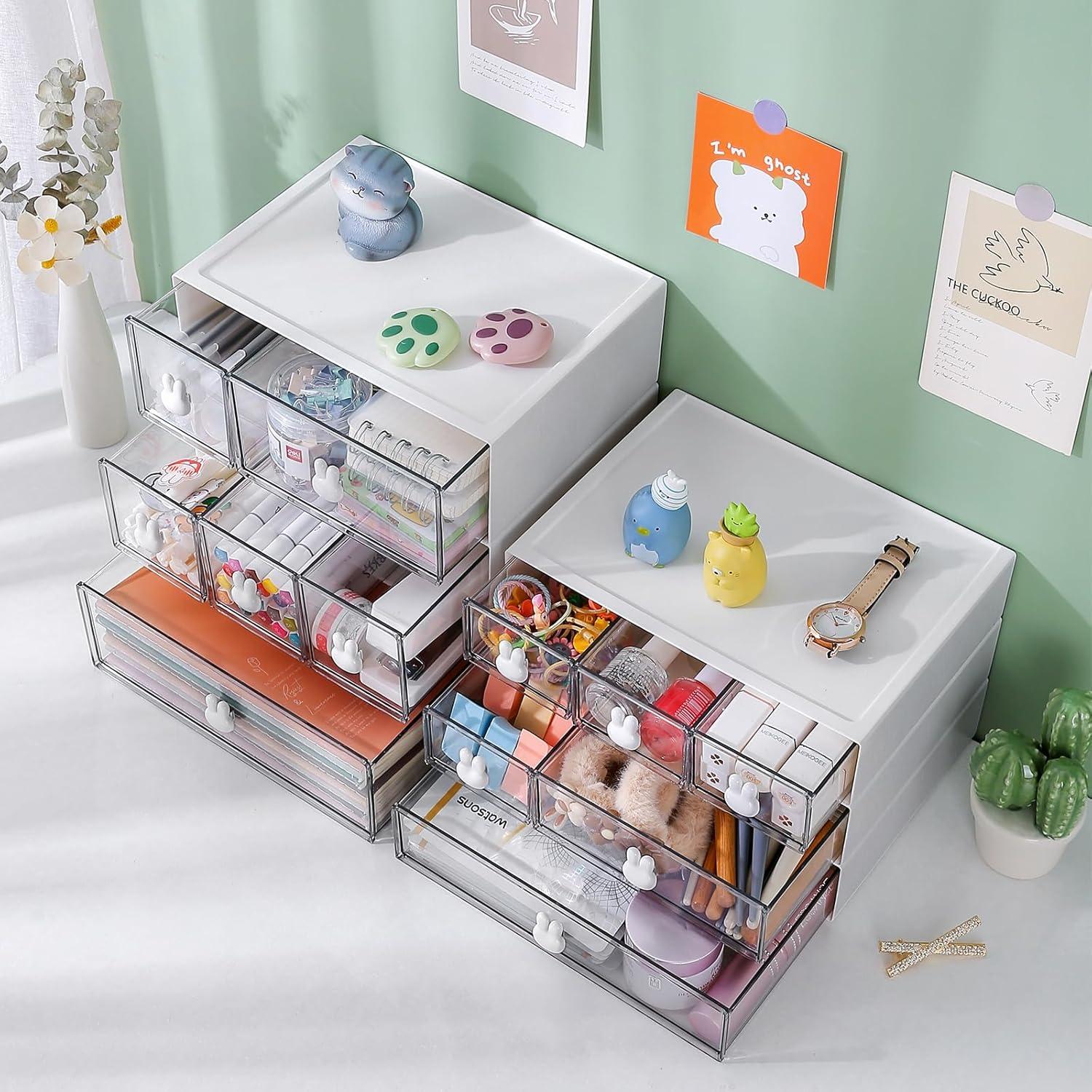 Organizador de Escritorio Jydesicr Blanco 6 Cajones Apilable