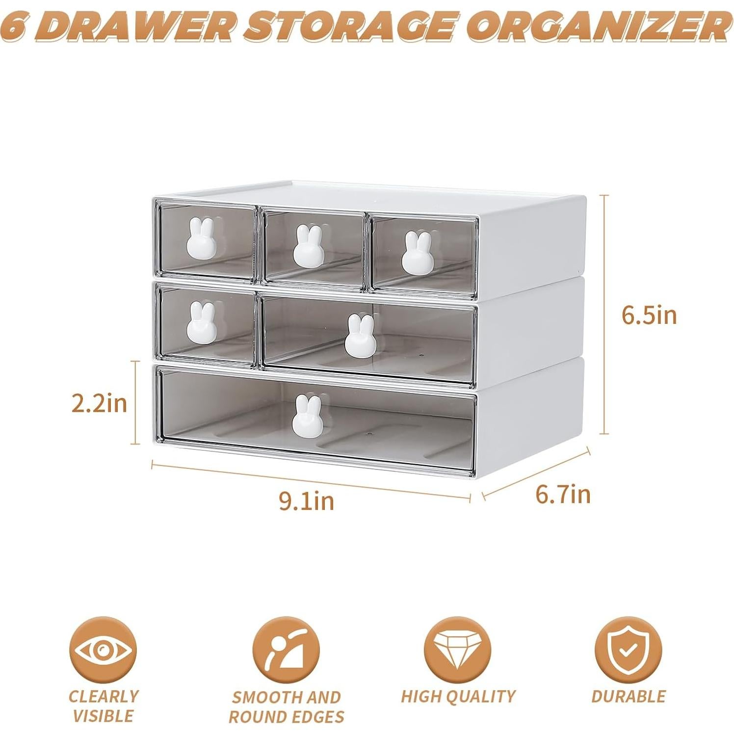 Organizador de Escritorio Jydesicr Blanco 6 Cajones Apilable