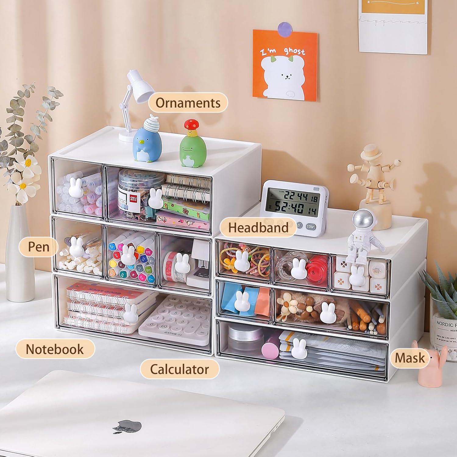 Organizador de Escritorio Jydesicr Blanco 6 Cajones Apilable