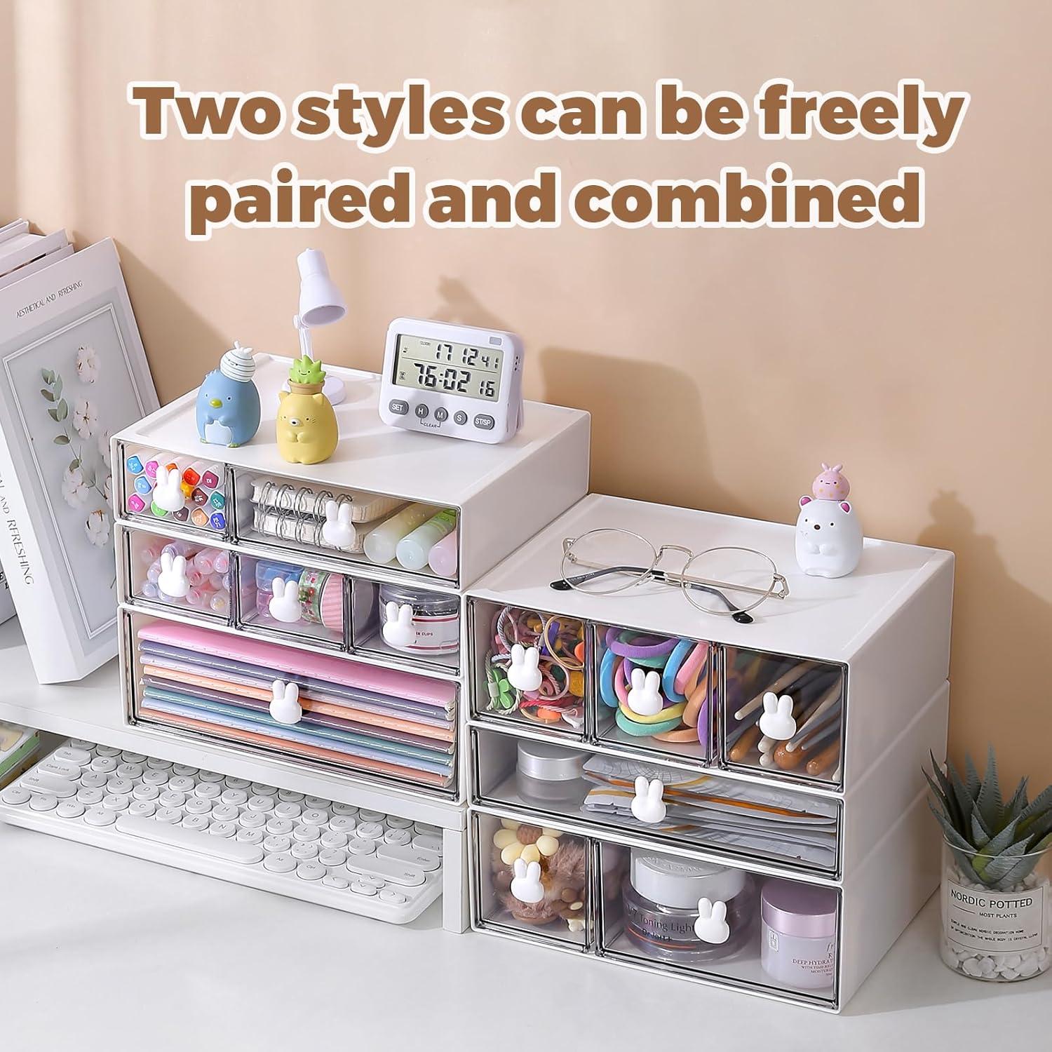 Organizador de Escritorio Jydesicr Blanco 6 Cajones Apilable