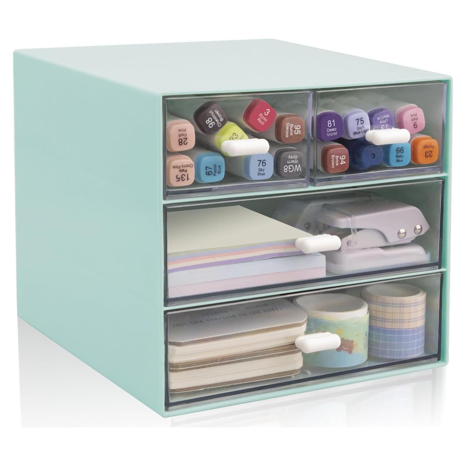 Organizador de Escritorio Zyners con 4 Cajones Acrílicos Azul