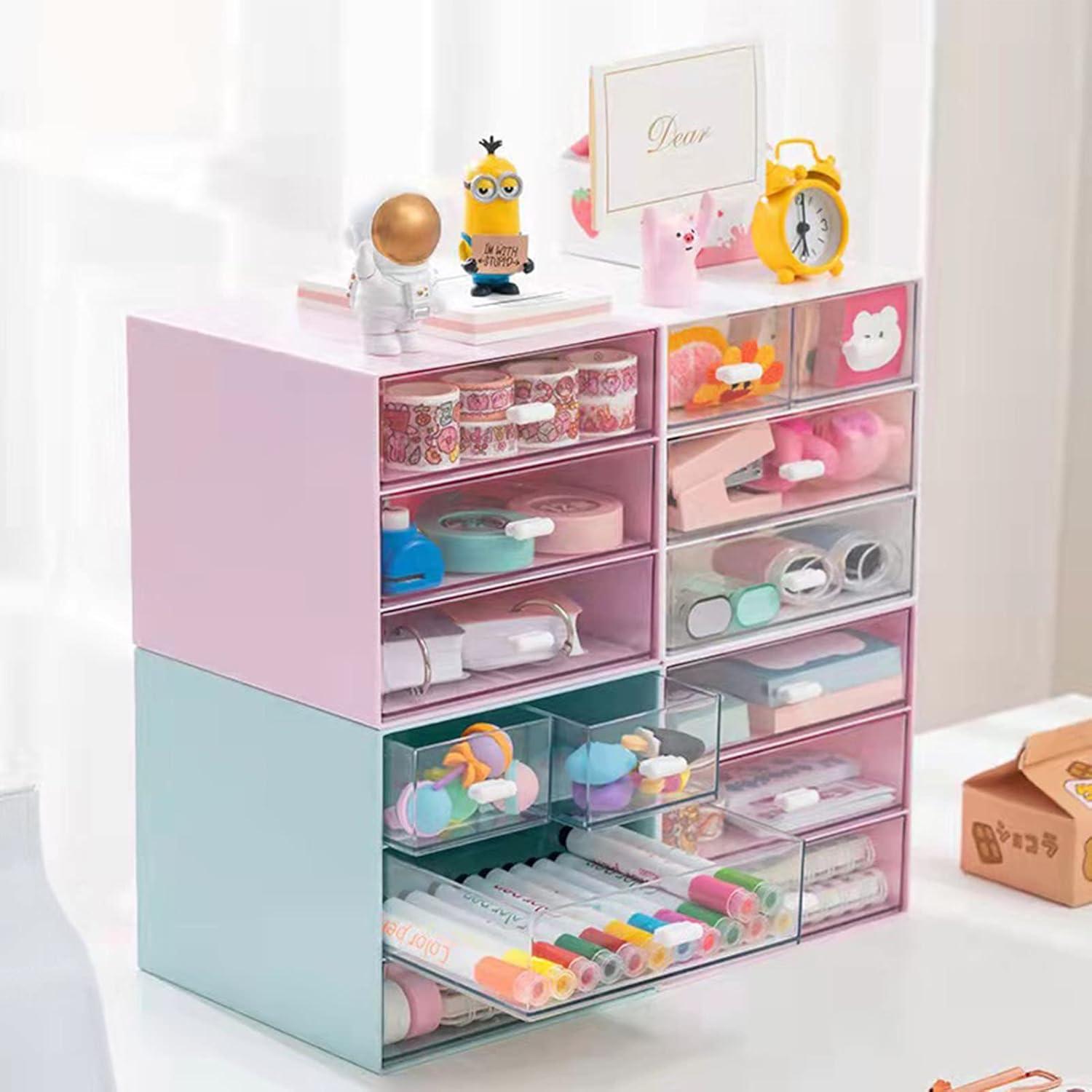 Organizador de Escritorio Zyners con 4 Cajones Acrílicos Azul