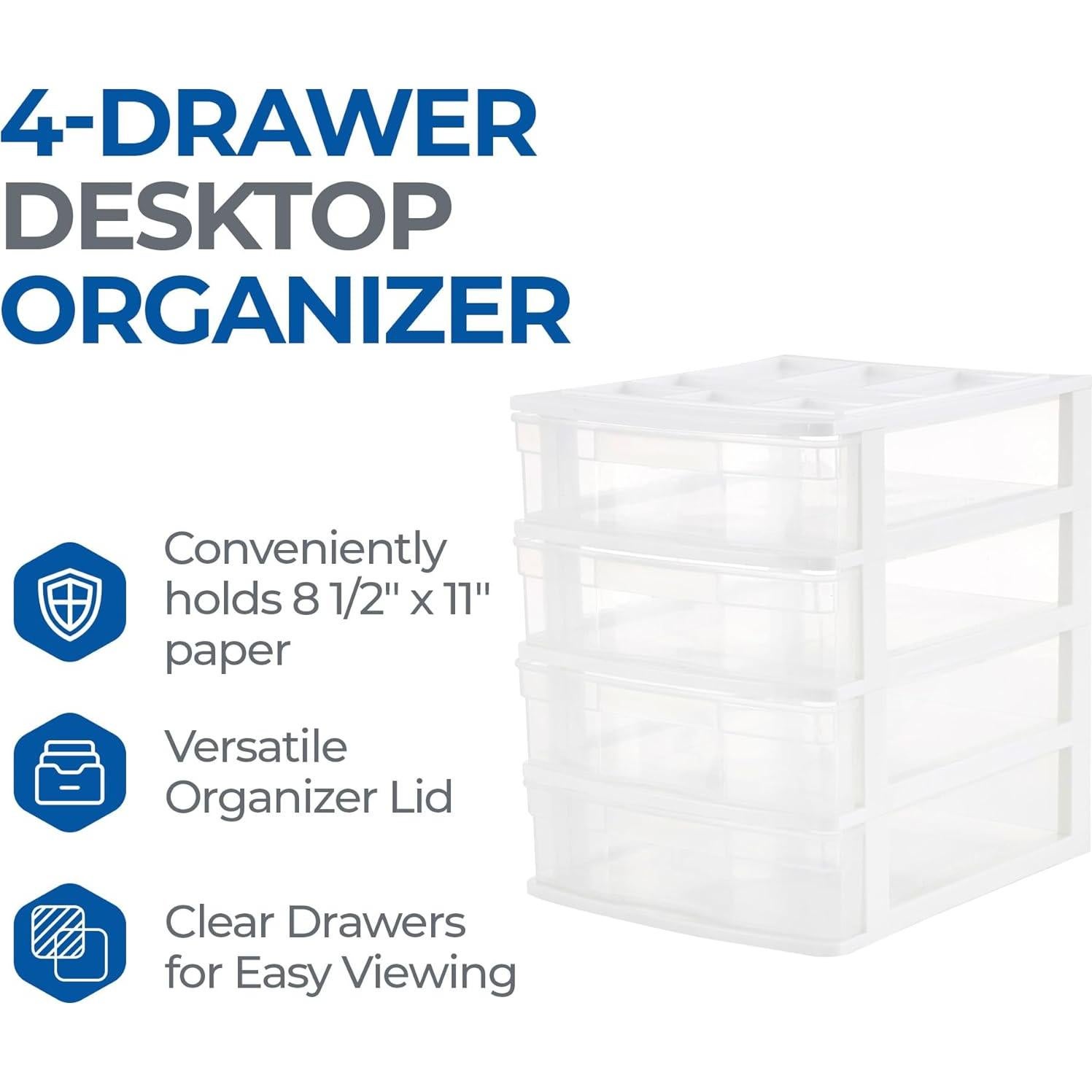 Organizador de Escritorio Gracious Living 4 Cajones Blanco