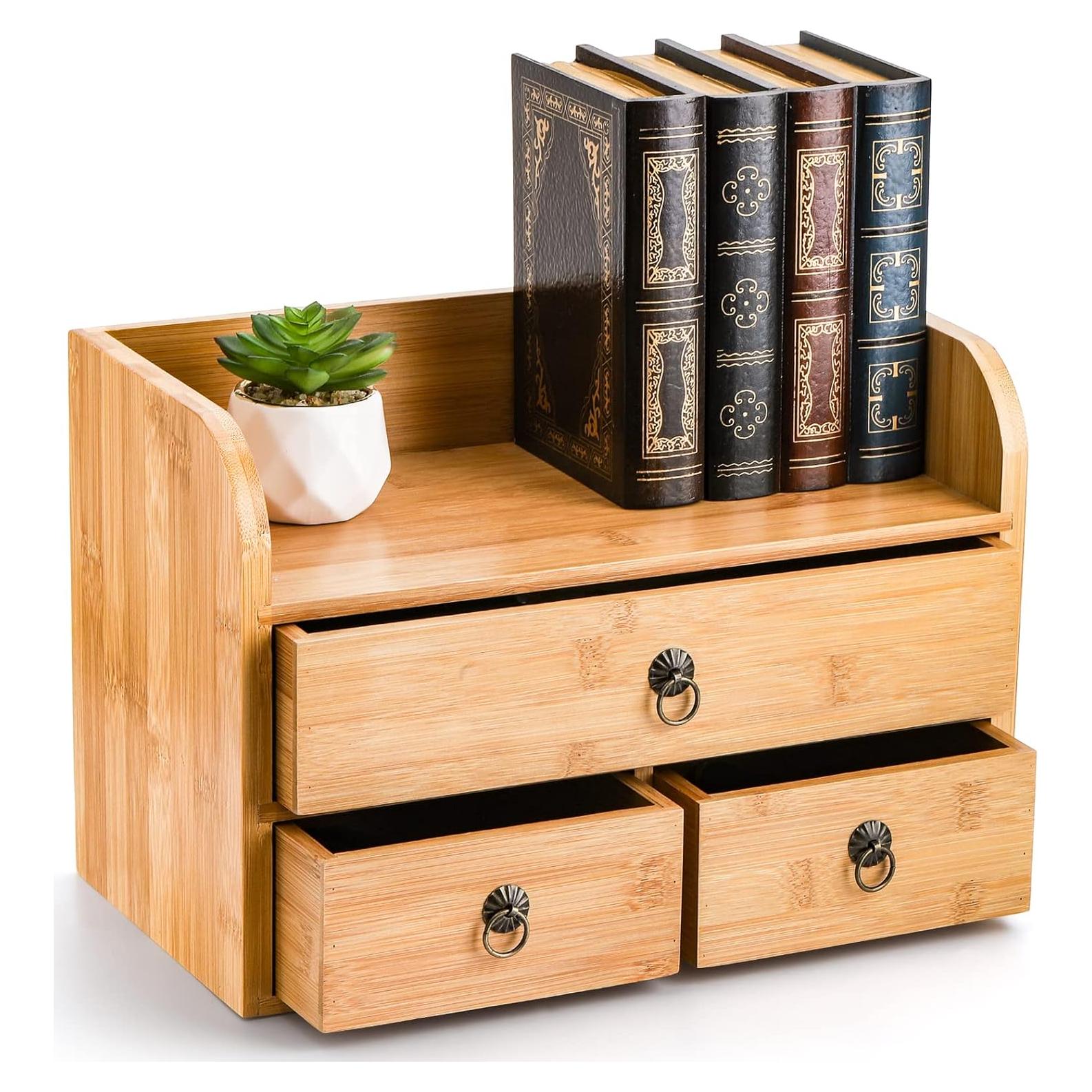 Organizador de Escritorio de Bambú Nicunom 3 Niveles con Cajones