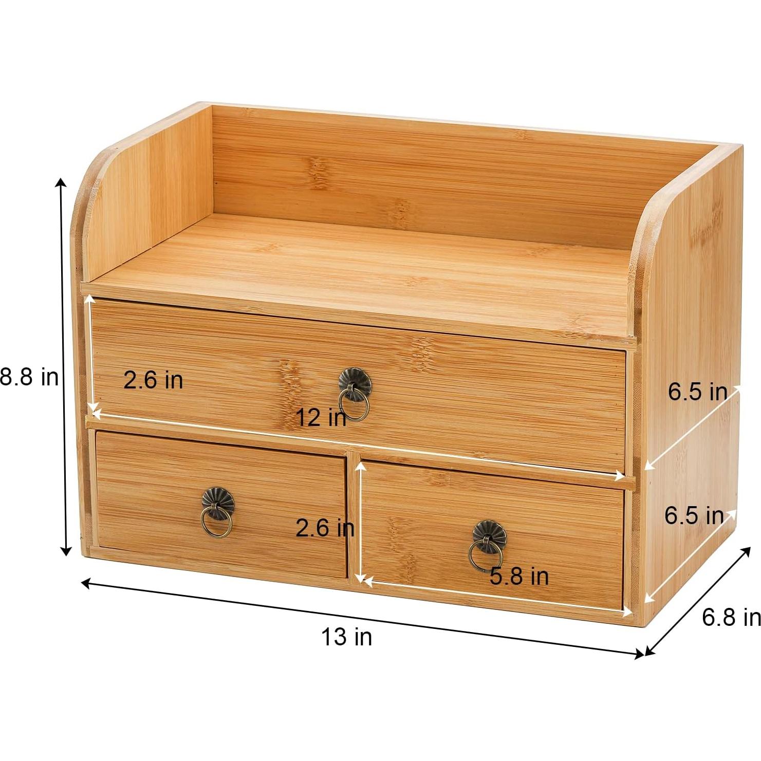 Organizador de Escritorio de Bambú Nicunom 3 Niveles con Cajones