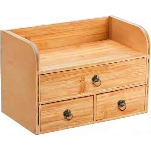 Organizador de Escritorio de Bambú Nicunom 3 Niveles con Cajones